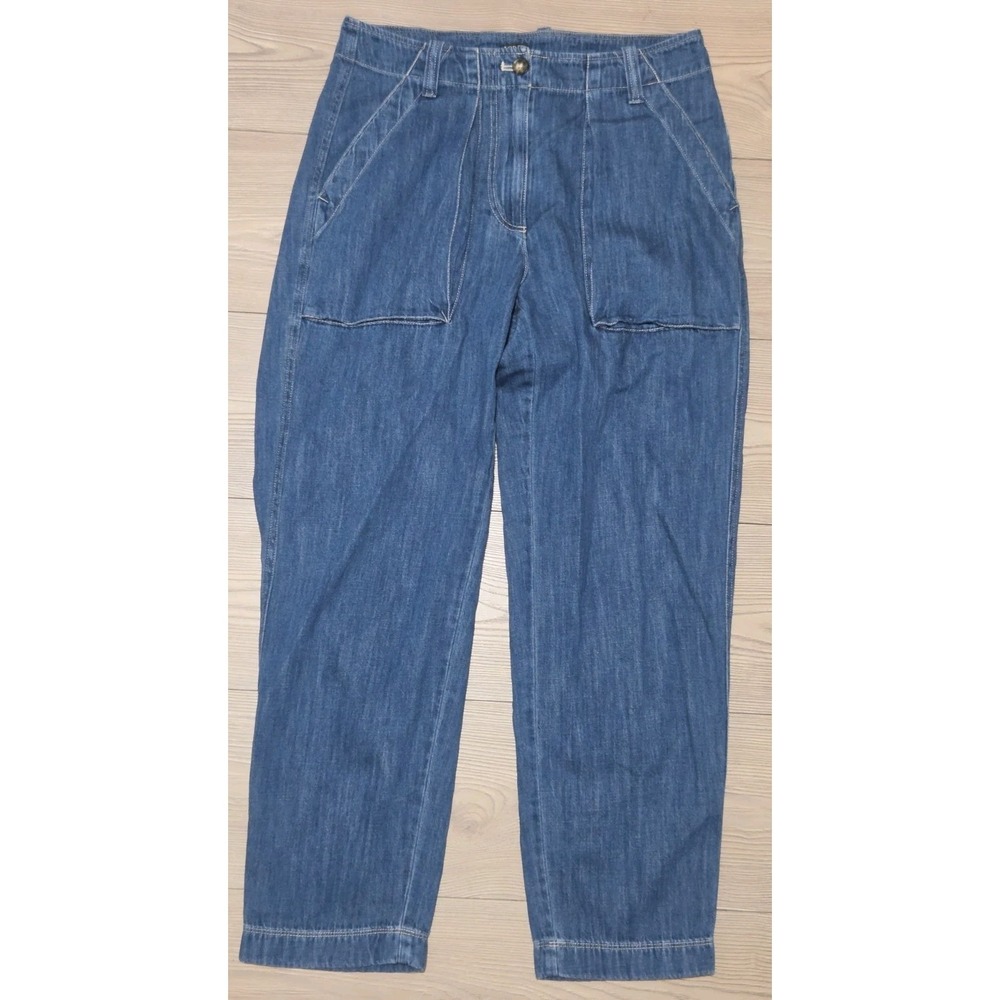 J.Crew Relaxed Chambray Cargo Pants Womens Size 4 Blue Jeans Denim